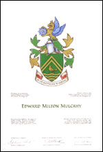 Letters patent granting heraldic emblems to Edward Milton Mulcahy