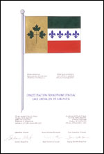 Letters patent granting heraldic emblems to the Comité d'action francophone Pontiac, Loge Chevalier de Lorimier