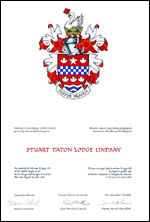 Lettres patentes concédant des emblèmes héraldiques à Stuart Paton Lodge Lindsay