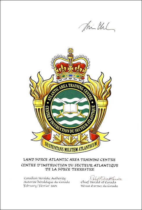 Approbation de l'insigne du Centre d'instruction du secteur atlantique de la Force terrestre