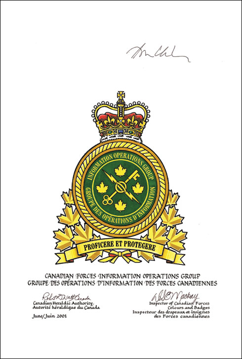 Approbation de l'insigne du Groupe des opérations d'information des Forces canadiennes