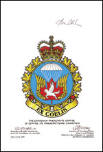 Approbation de l'insigne du Centre de parachutisme canadien