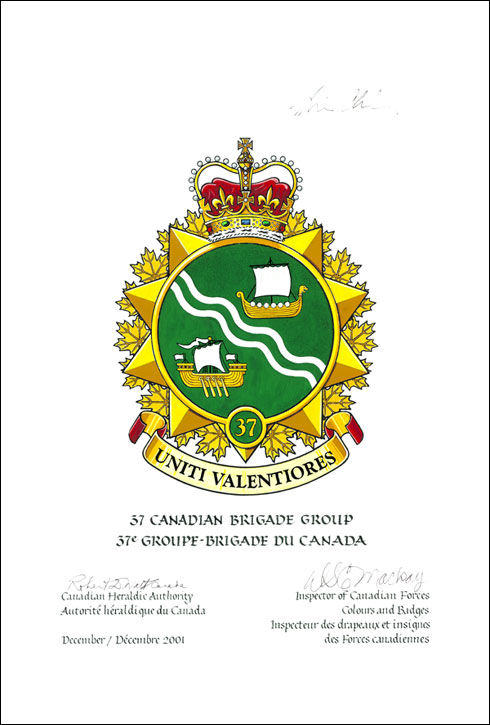 Approval of the Badge of the 37 Canadian Brigade Group