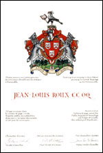 Letters Patent granting Armorial Bearings to Jean-Louis Roux