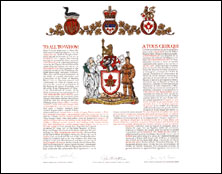 Letters patent granting heraldic emblems to The Dominion Institute