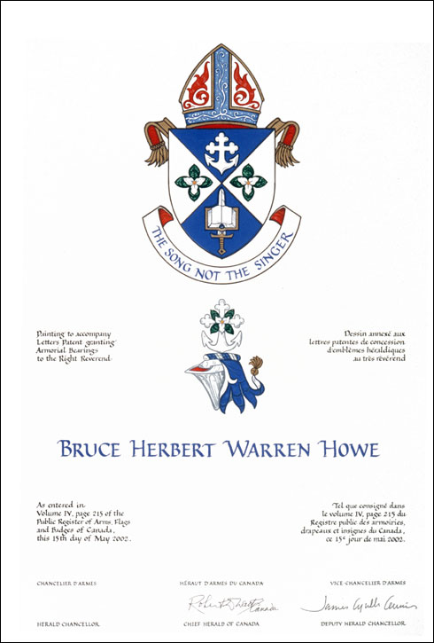 Lettres patentes concédant des emblèmes héraldiques à Bruce Herbert Warren Howe