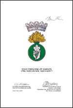 Approbation de l'insigne des Irish Fusiliers of Canada (The Vancouver Regiment)