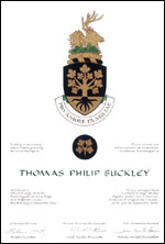 Lettres patentes concédant des emblèmes héraldiques à Thomas Philip Buckley