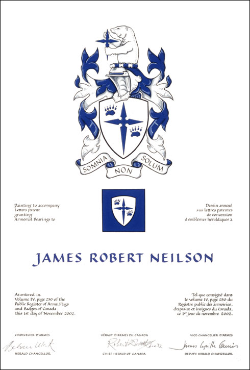 Lettres patentes concédant des emblèmes héraldiques à James Robert Neilson