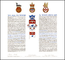 Letters patent granting heraldic emblems to Jeremiah Abraham