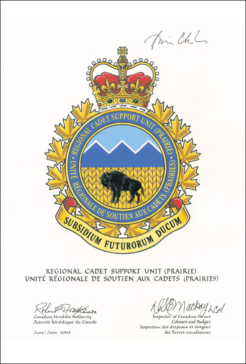 Approval of the Badge of the Regional Cadet Support Unit (Prairie)