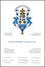 Letters patent granting heraldic emblems to Kevin Stewart MacLeod