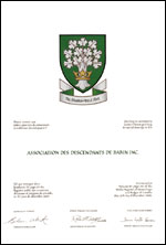 Letters patent granting heraldic emblems to the Association des descendants de Babin Inc.