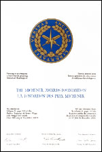 Letters patent granting heraldic emblems to The Michener Awards Foundation