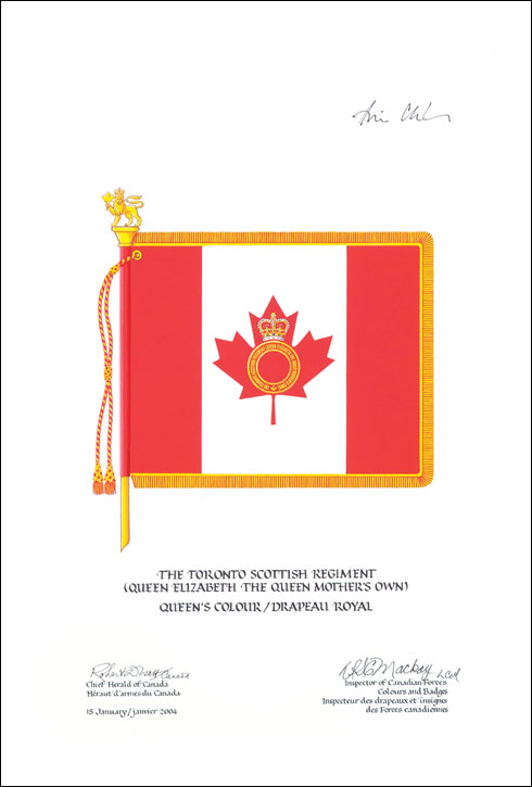 Approval of the Queen's Colour of The Toronto Scottish Regiment (Queen Elizabeth The Queen Mother's Own)