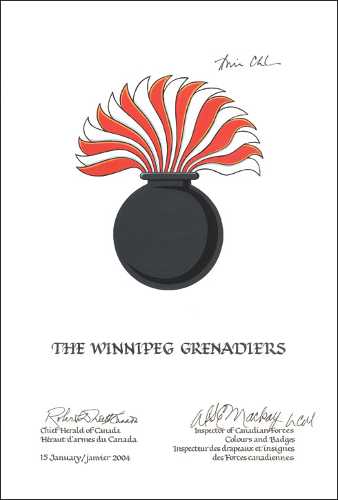 Approbation de l'insigne de The Winnipeg Grenadiers