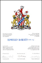 Lettres patentes concédant des emblèmes héraldiques à Edward Roberts