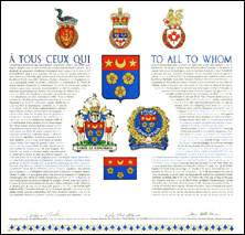 Letters patent granting heraldic emblems to the Ville de Longueuil