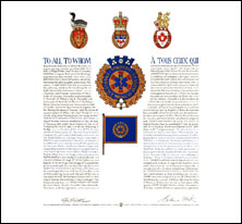 Letters patent granting heraldic emblems to the Toronto Emergency Medical Services