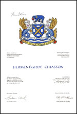 Letters patent granting heraldic emblems to Herménégilde Chiasson