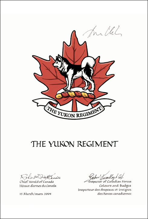 Approbation de l'insigne de The Yukon Regiment