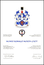 Letters patent granting heraldic emblems to Henry Ronald North Eydt