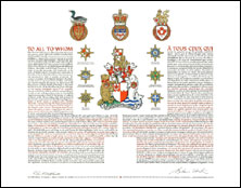 Letters patent granting heraldic emblems to The Royal Heraldry Society of Canada