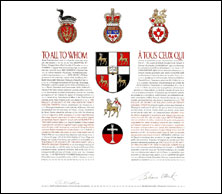 Letters patent granting heraldic emblems to The Faculty of Divinity of the University of Trinity College, Toronto