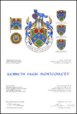 Letters patent granting heraldic emblems to Kenneth Hugh Montgomery