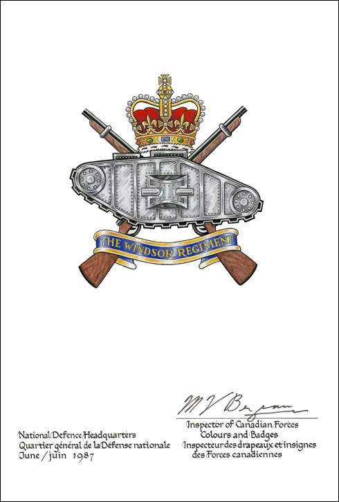 Approbation de l'insigne de The Windsor Regiment (RCAC)