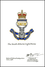 Approbation de l'insigne de The South Alberta Light Horse