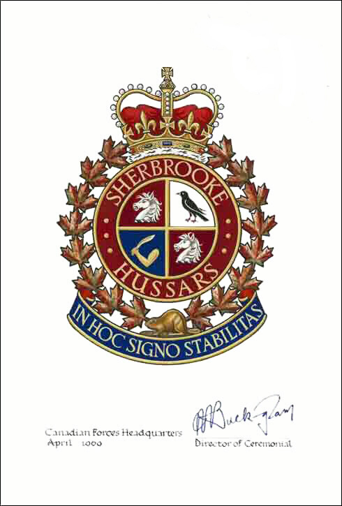 Approbation de l'insigne de The Sherbrooke Hussars