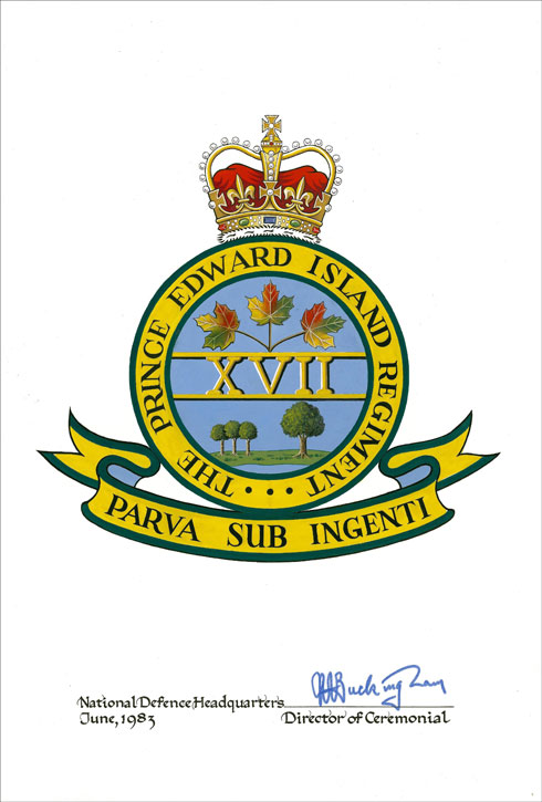 Approbation de l'insigne de The Prince Edward Island Regiment (RCAC)