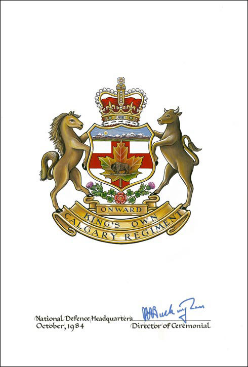 Approbation de l'insigne de The King's Own Calgary Regiment (RCAC)