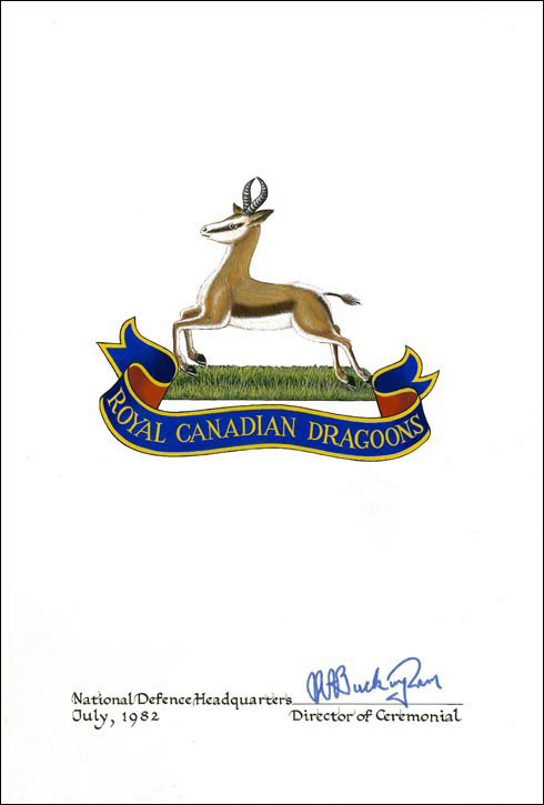 Approbation de l'insigne de The Royal Canadian Dragoons