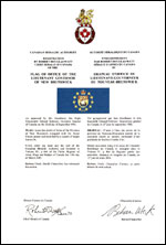 Lettres patentes enregistrant les emblèmes héraldiques du Lieutenant-gouverneur du Nouveau-Brunswick