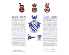 Letters patent granting heraldic emblems to Christopher Harrington Jones