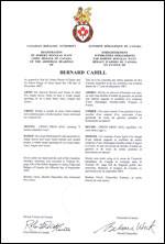 Letters patent registering the Amorial Bearings of Bernard Cahill