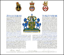 Letters patent granting heraldic emblems to the Municipalité de Bury