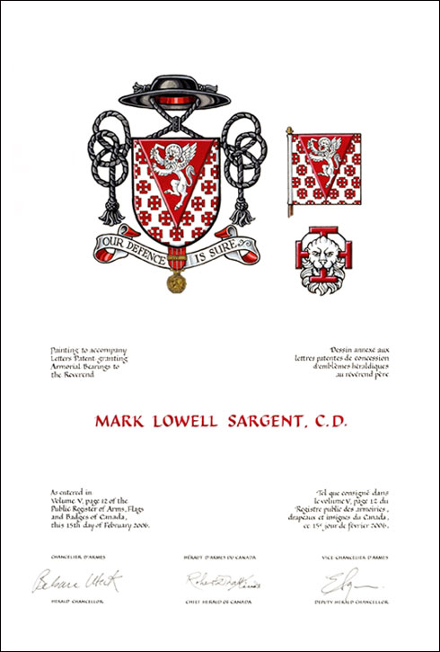 Letters patent granting heraldic emblems to Mark Lowell Sargent