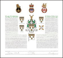 Letters patent granting heraldic emblems to Wilson Hastings Paterson