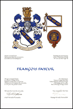 Letters patent granting heraldic emblems to François Payeur