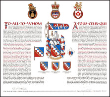 Letters patent granting heraldic emblems to Peter Loren Munk