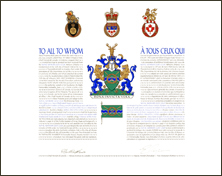 Letters patent granting heraldic emblems to the Royal Ashburn Golf Club