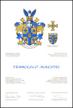 Letters patent granting heraldic emblems to Francesco Maestri, Francesco