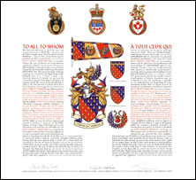 Letters patent granting heraldic emblems to Ross Ernest Ransom