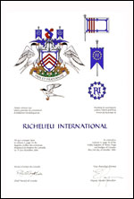 Letters patent granting heraldic emblems to Richelieu International