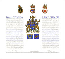 Letters patent granting heraldic emblems to Taylor/Sprules Corporation