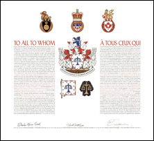 Letters patent granting heraldic emblems to The Canadian Bar Association