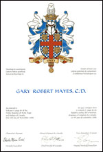 Letters patent granting heraldic emblems to Gary Robert Hayes